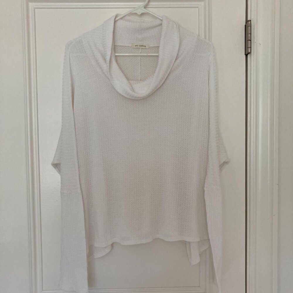 Sheer lightweight cowl neck long sleeve